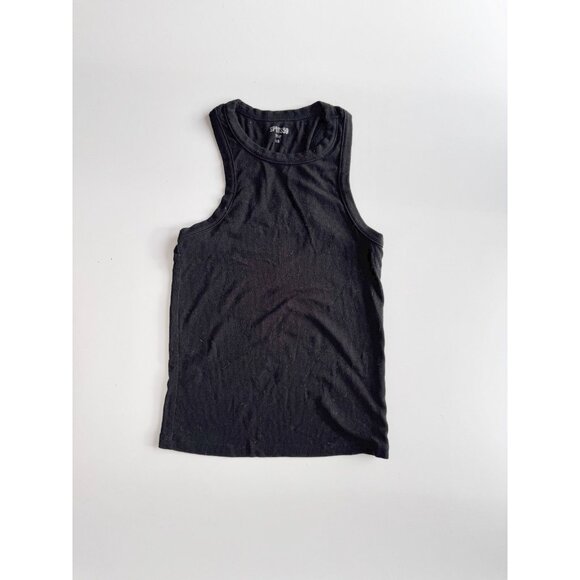 SPLITS59 Kiki Black Modal Baby Ribbed Jersey Full Length Racerback Tank, Size XS - Picture 6 of 10